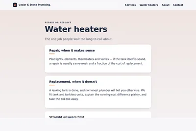 The flex page: a dedicated water heaters page.