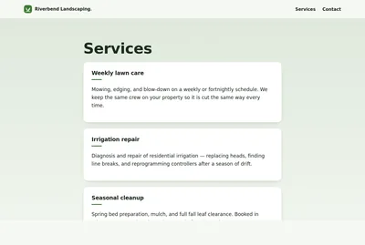 The same example site's services page.